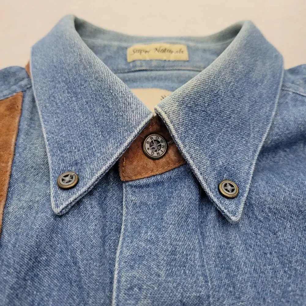 Browning Shirt Men's L Blue Denim Button Down Shooting Hunting Vintage 90's